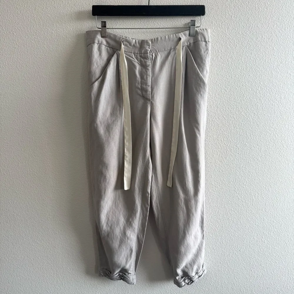 Aritzia Wilfred Allant Pant Grey Lyocell Linen Trousers Coastal Neutral Minimal